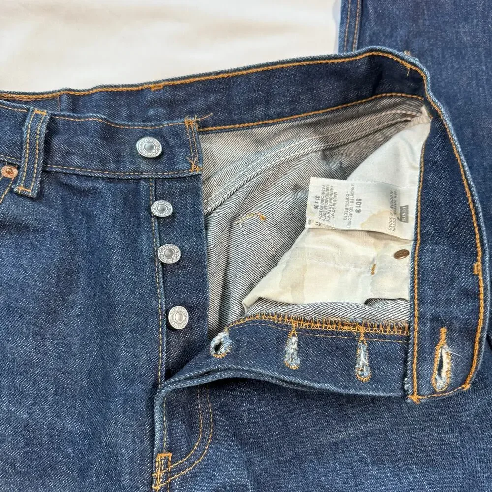 Levi's 501 Jeans Mens 31x30 Dark Wash Button Fly Straight Leg 100% Cotton